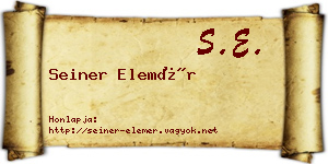Seiner Elemér névjegykártya